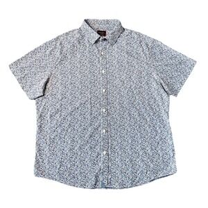 Untuckit Shirt Mens Size XL Blue Floral Print AOP Stretch Button Up Short Sleeve